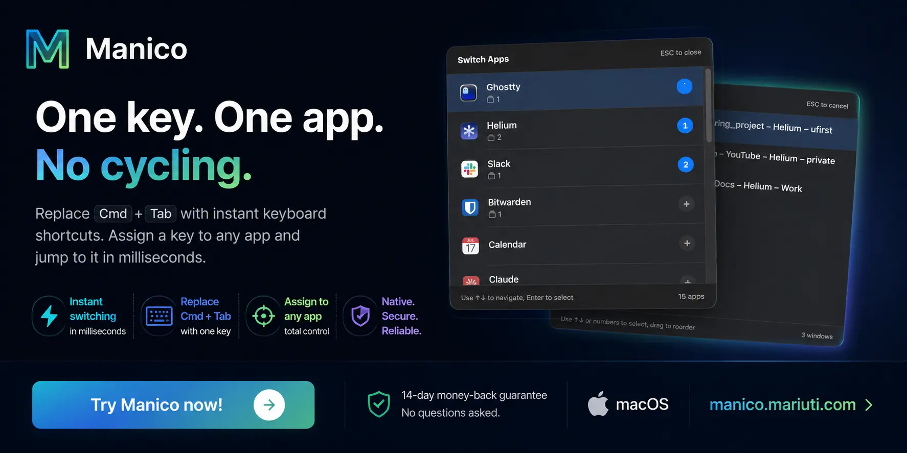 Manico — One key. One app. No cycling.